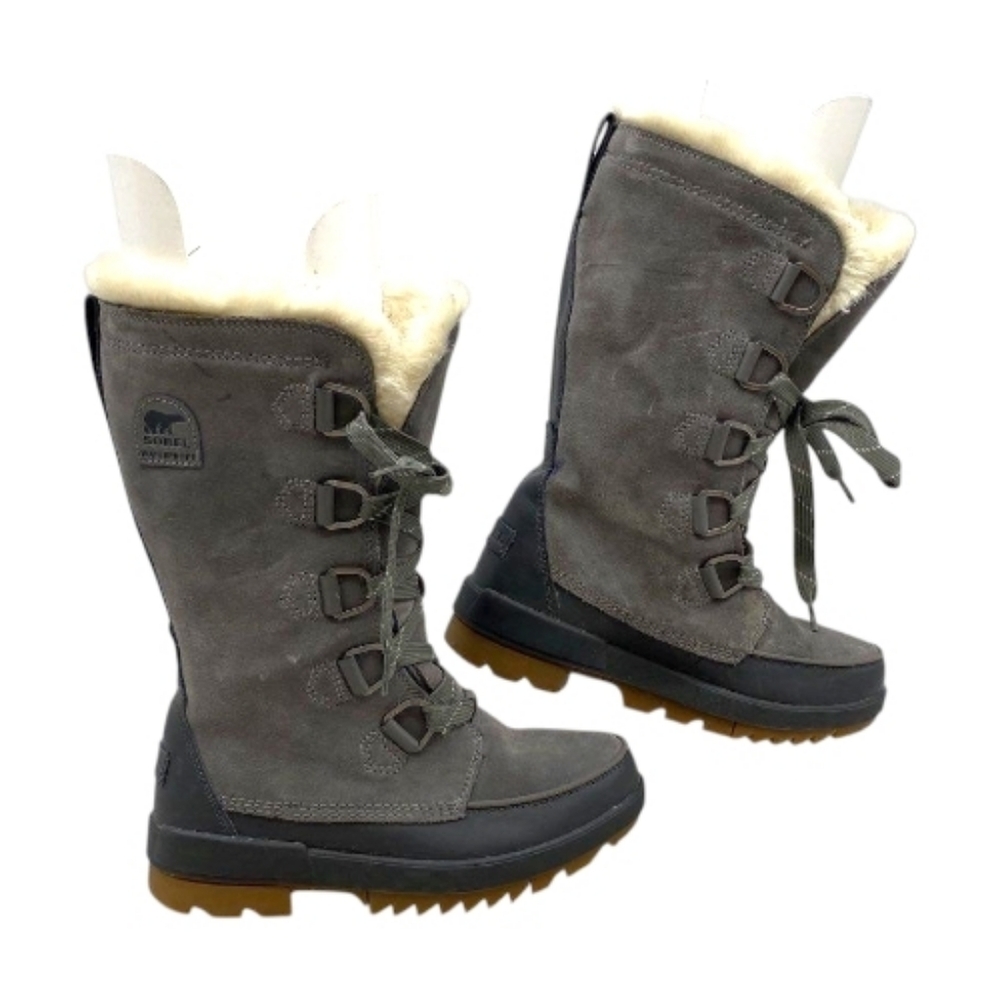Sorel Women's Gray Lace-Up Winter Boots with Brown Sole - Picture 2 of 10
